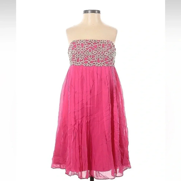 Lilly Pulitzer Jillie Daiquiri Pink 100% Silk Pleated Cocktail Dress Size 2 XS - Picture 2 of 5